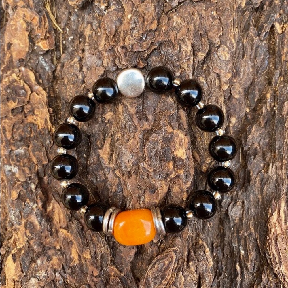 Onyx with amber Pendant